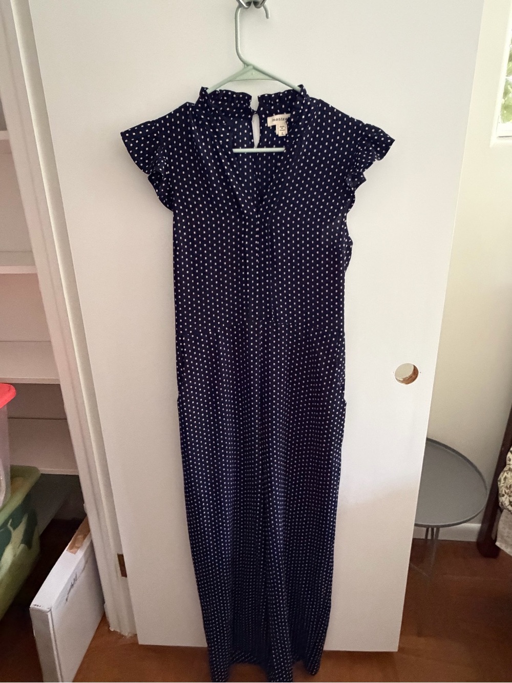 Monteau Navy Polka Dot Jumpsuit - Picture 1 of 3